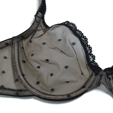 YBCG Black Women Bra Half Cup Lace Lingerie Unlined Underwire Bralette Hollow Mesh Transparent Bra for Women Plus Size Underwear