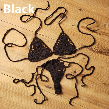 13 Color Handmade Crochet Bikini G Thong String Beach Micro Swimwear Sexy Lingerie Sets Sunbathing