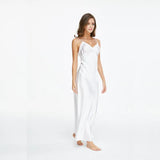 Lace Nightgowns V-neck Sleepdress White Ankle-high Nightwear Women Spaghetti Strap Nightdress Long Sleepwears For Female SLA501W