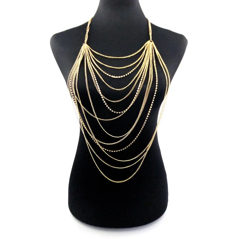 MultiLayer Body Chains For Women Rhinestone Chest Chain Fashion Body Chain Jewelry Sexy Accessories