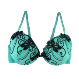 Ladies Lace Flower Embroidery Bra For Women Underwear Bras Everyday Underwire Brassiere Plunge Style Push Up Bra 32A-36D