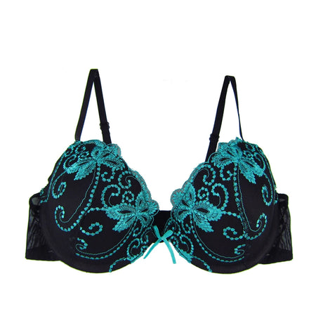 Ladies Lace Flower Embroidery Bra For Women Underwear Bras Everyday Underwire Brassiere Plunge Style Push Up Bra 32A-36D