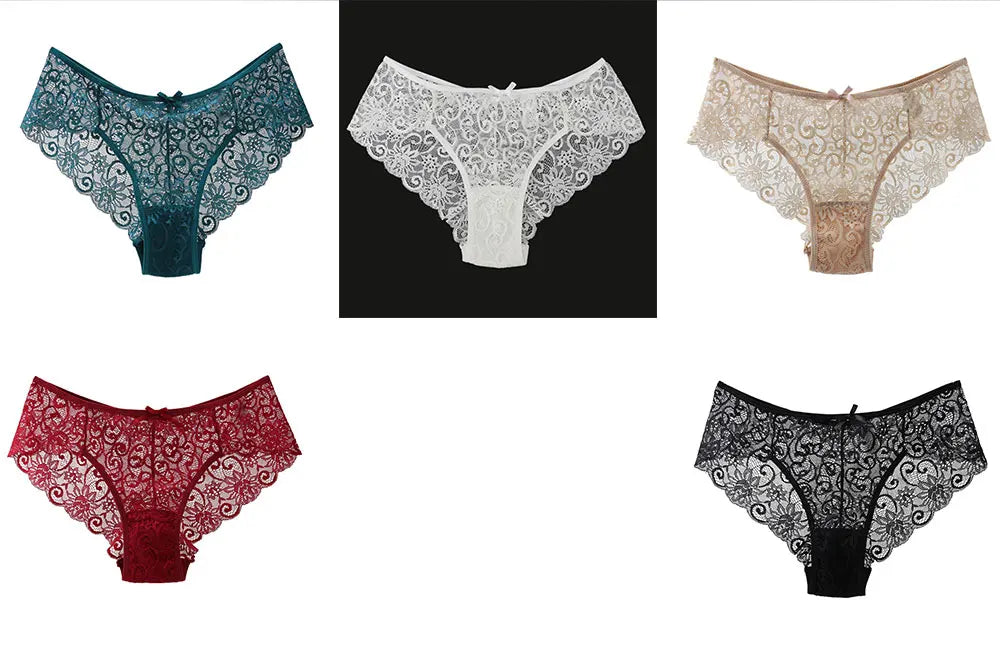 Women Full Lace Mesh Panty Transparent Floral Embroidery Sexy Briefs Ladies Summer Low Rise Breathable Seamless Underwear New