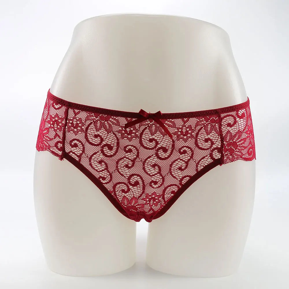 Women Full Lace Mesh Panty Transparent Floral Embroidery Sexy Briefs Ladies Summer Low Rise Breathable Seamless Underwear New