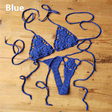 13 Color Handmade Crochet Bikini G Thong String Beach Micro Swimwear Sexy Lingerie Sets Sunbathing