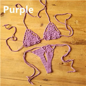 13 Color Handmade Crochet Bikini G Thong String Beach Micro Swimwear Sexy Lingerie Sets Sunbathing