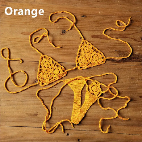 13 Color Handmade Crochet Bikini G Thong String Beach Micro Swimwear Sexy Lingerie Sets Sunbathing