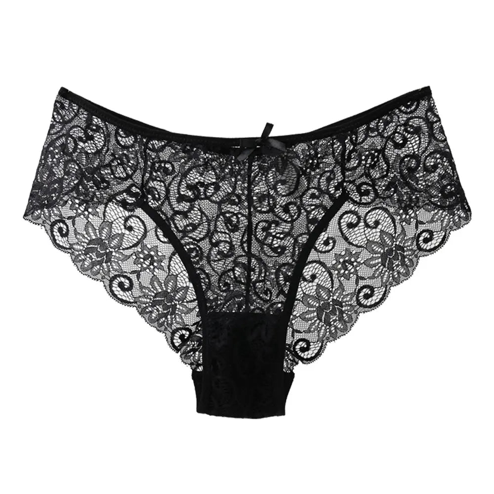 Women Full Lace Mesh Panty Transparent Floral Embroidery Sexy Briefs Ladies Summer Low Rise Breathable Seamless Underwear New