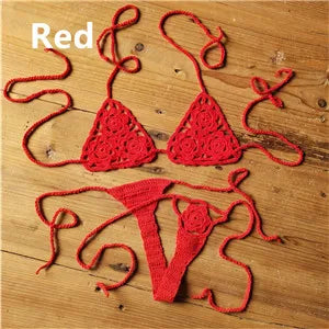 13 Color Handmade Crochet Bikini G Thong String Beach Micro Swimwear Sexy Lingerie Sets Sunbathing