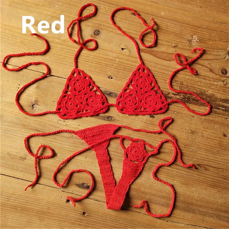 13 Color Handmade Crochet Bikini G Thong String Beach Micro Swimwear Sexy Lingerie Sets Sunbathing