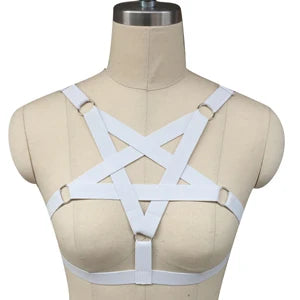 New fashion pastel goth pentagram body harness bra sexy lingerie gothic garter belt Elastic Caged women belt retail / wholesale