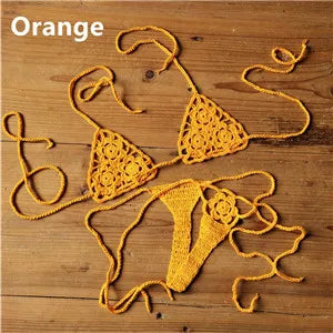 13 Color Handmade Crochet Bikini G Thong String Beach Micro Swimwear Sexy Lingerie Sets Sunbathing