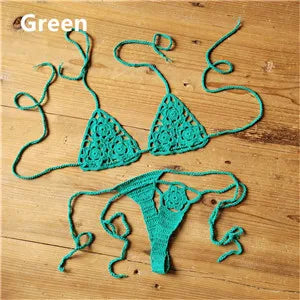 13 Color Handmade Crochet Bikini G Thong String Beach Micro Swimwear Sexy Lingerie Sets Sunbathing