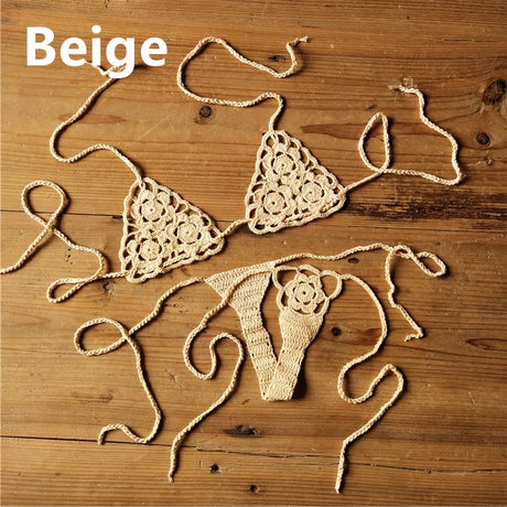13 Color Handmade Crochet Bikini G Thong String Beach Micro Swimwear Sexy Lingerie Sets Sunbathing