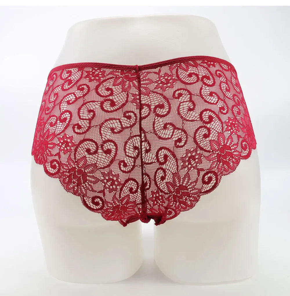 Women Full Lace Mesh Panty Transparent Floral Embroidery Sexy Briefs Ladies Summer Low Rise Breathable Seamless Underwear New
