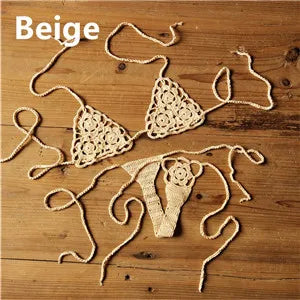 13 Color Handmade Crochet Bikini G Thong String Beach Micro Swimwear Sexy Lingerie Sets Sunbathing