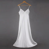 Lace Nightgowns V-neck Sleepdress White Ankle-high Nightwear Women Spaghetti Strap Nightdress Long Sleepwears For Female SLA501W