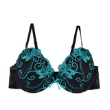 Ladies Lace Flower Embroidery Bra For Women Underwear Bras Everyday Underwire Brassiere Plunge Style Push Up Bra 32A-36D