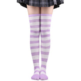 Thigh High Stockings Womens Striped Ladies Girls Black White Pink Long Over Above Knee Socks Femboy Cosplay Lolita Harajuku Y2k