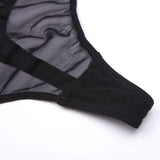Sexy ladies see through elastic mesh bra set women wire free white underwear bra+thong lingerie set