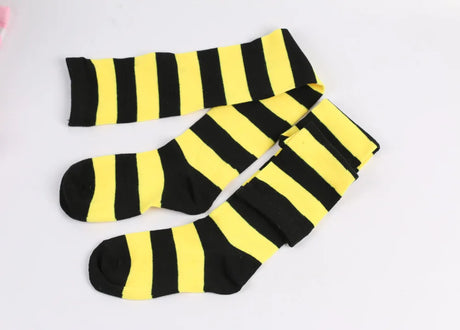 Thigh High Stockings Womens Striped Ladies Girls Black White Pink Long Over Above Knee Socks Femboy Cosplay Lolita Harajuku Y2k