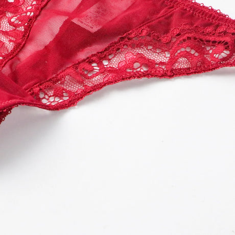 Varsbaby 4pcs/set Women's Underwear Set Lace Sexy Lingerie Set Wireless Deep V Bra Sexy Bra G-string Garter And Stockings Set