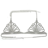 Fashion Hollow Rhinestone Mesh Bra and Thong Set Lingerie Women's Decorations Underwear Festival Bodies Chain Jewelry Harness