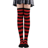 Thigh High Stockings Womens Striped Ladies Girls Black White Pink Long Over Above Knee Socks Femboy Cosplay Lolita Harajuku Y2k