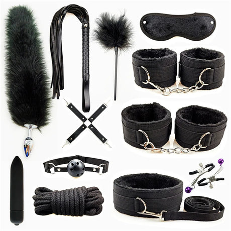 Sex Toy Kit Bondage Restraints Set Adult Toys Sex Games Erotic Toys Anal plug Handcuffs Whip Gag Bdsm Kits Sex Toys for Couples