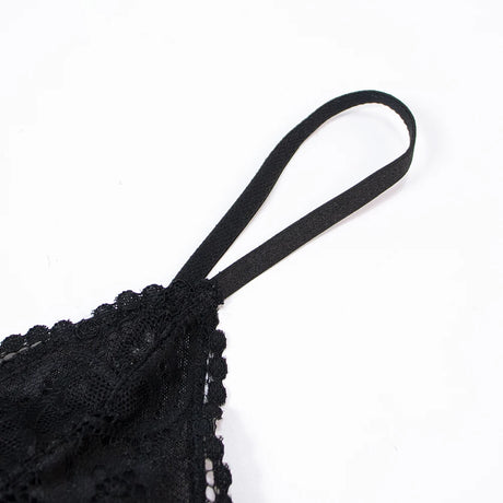 Varsbaby 4pcs/set Women's Underwear Set Lace Sexy Lingerie Set Wireless Deep V Bra Sexy Bra G-string Garter And Stockings Set