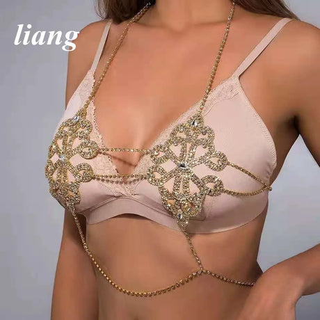 Bikini Crystal Chest Chain Suit Fashion Sexy Three-point T-ShapedPants Body Chain Girls Sexy Underwear Chain Bra Chain Underwear