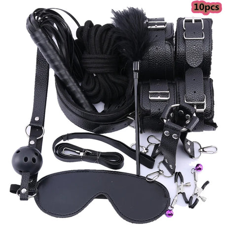 Adults Products Leather Sex Toy Kit Handcuffs Bondage Set Sex Games Bdsm Adult Toys Exotic Accessories Sex Toys for Couples