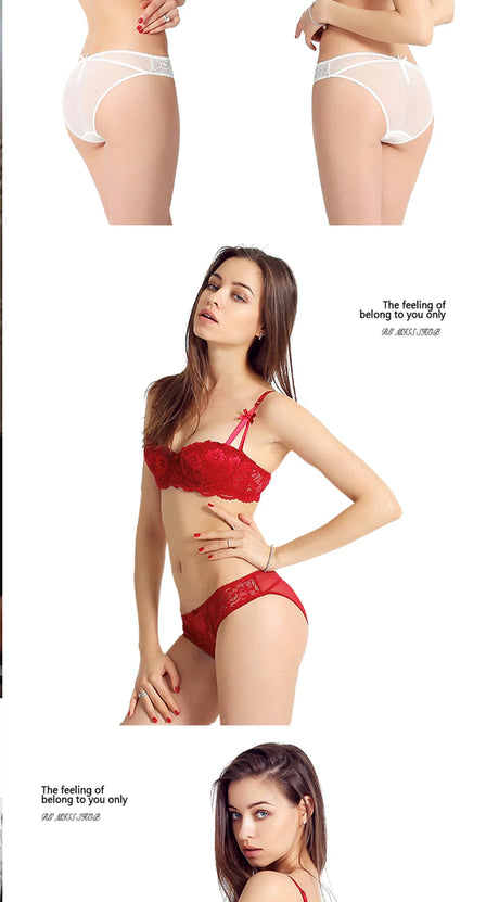 1/2 Half Cup Bras For Women Plus Size Lingerie Red Thin Underwear Cotton Sexy Push Up Balconette Bra Top Black White A B C D Cup