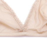 Sexy ladies see through elastic mesh bra set women wire free white underwear bra+thong lingerie set
