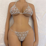 Sexy Crystal Body Harness Chain Bra and Thong Jewelry for Women Fashion Bling Rhinestone Bikini Set Underwear Body Jewelry