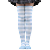 Thigh High Stockings Womens Striped Ladies Girls Black White Pink Long Over Above Knee Socks Femboy Cosplay Lolita Harajuku Y2k