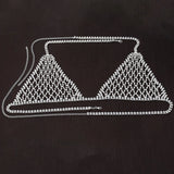Stonefans Boho Rhinestone Grid Chest Chain and Thong Jewellery Lingerie Panties Women's Harness Bra Sexy Mesh Bodies Accessories