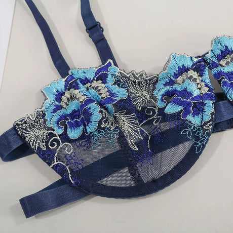Sexy Lingerie Set Erotic Thong Push-up Bra Women's Underwear Set Panty Bra Set Sexy Lace Embroidery Lingerie Transparent Bra
