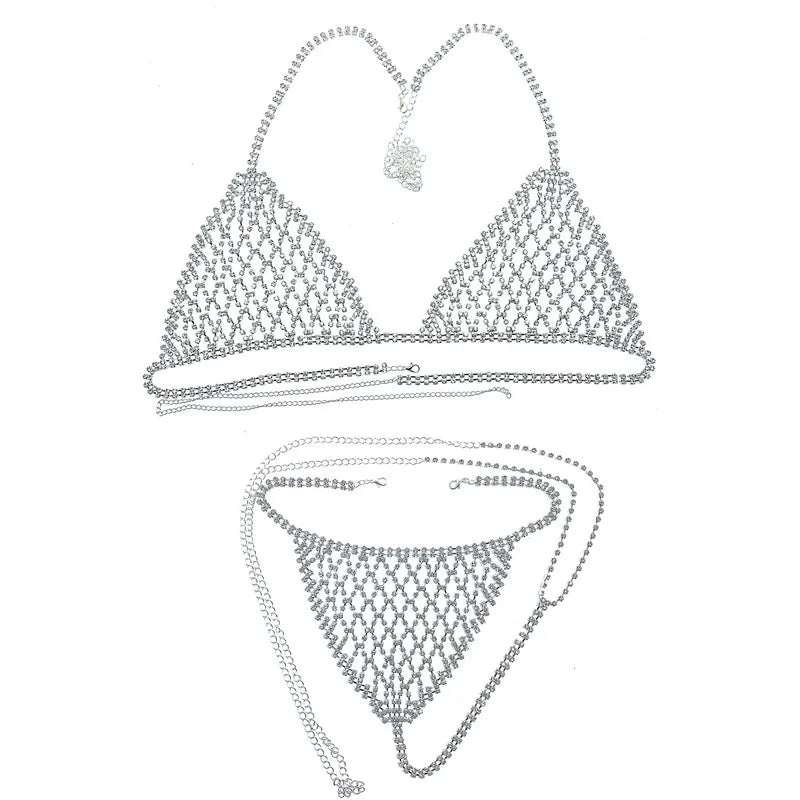 2020 Luxury Mesh Crystal Bralette Underwear Sexy Jewelry for Women Bling Rhinestone Body Chain Bra Harness Waist Jewellery Party