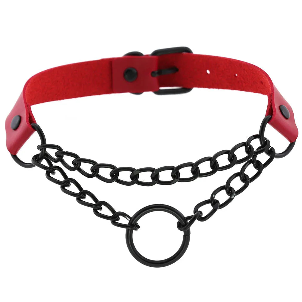 Punk Black Metal Tassel Red Choker Necklace Sexy Spiked Neck Strap Clavicle Collar Men Necklaces Hollween Women Y2K Jeweley Gift