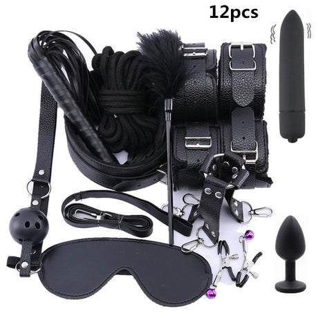 Sex Toy Kit Bondage Restraints Set Adult Toys Sex Games Erotic Toys Anal plug Handcuffs Whip Gag Bdsm Kits Sex Toys for Couples