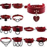 Punk Black Metal Tassel Red Choker Necklace Sexy Spiked Neck Strap Clavicle Collar Men Necklaces Hollween Women Y2K Jeweley Gift