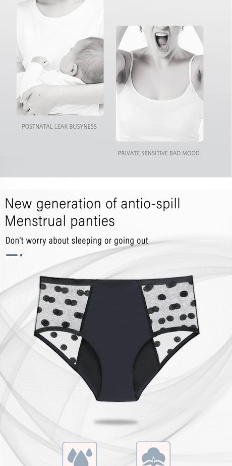 4-Layer Leakproof Menstrual Period Panties Fast Absorbent Underwear Sexy Lace Women Menstrual Briefs Plus Size Lingerie 5XL 6XL