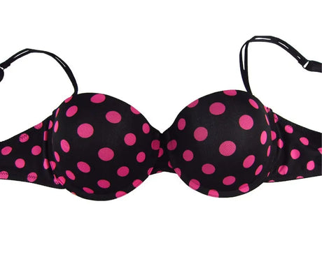 Female Cute Underwear Women Half Cup Padded Push Up Bra Pink Dots Sexy Style 32-34-36-38 B-C-D-DD Small Cup Women Bra NO. ZBW011