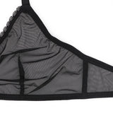 Sexy ladies see through elastic mesh bra set women wire free white underwear bra+thong lingerie set