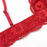 Varsbaby 4pcs/set Women's Underwear Set Lace Sexy Lingerie Set Wireless Deep V Bra Sexy Bra G-string Garter And Stockings Set