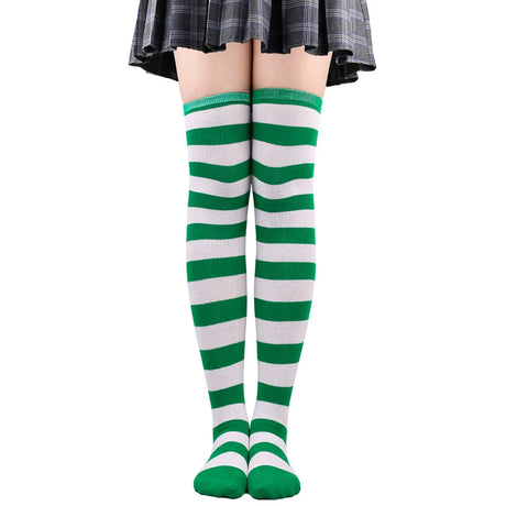 Thigh High Stockings Womens Striped Ladies Girls Black White Pink Long Over Above Knee Socks Femboy Cosplay Lolita Harajuku Y2k