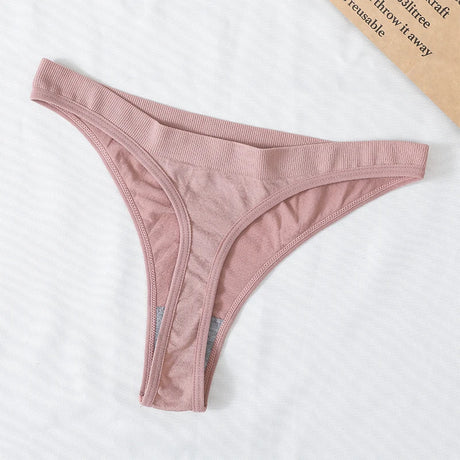 5Pcs/Set Women Brazilian Panties High Waist Thongs G-string Female Underpants Solid Color T-back Underwear Sexy Lingerie M-XL