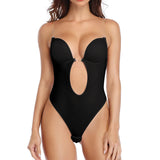 Backless Bodysuit Shapewear for Women Built-in Bra Multiple straps Thongs Body Shaper U Plunge Seam-free Faja with Open Crotch