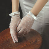 Women Summer Sexy Hollow Transparent Lace Dot Breathable Bowknot Cover Scars Drive Sunscreen Dinner Etiquette Accessories Gloves